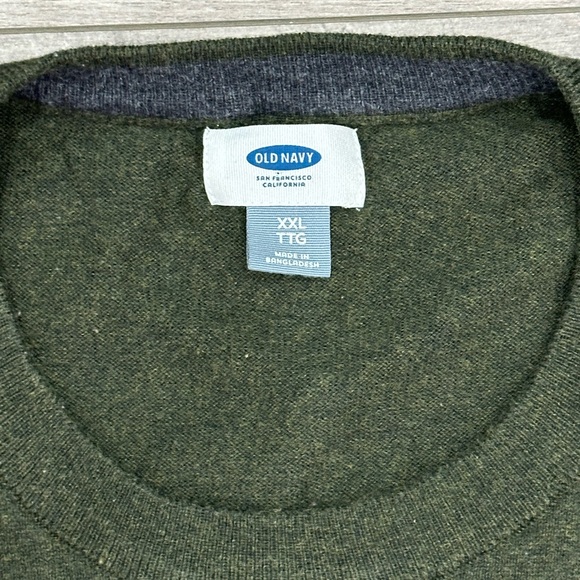 Men's Old Navy XXL 2XL V-Neck Sweater Dark Green Soft Long Sleeve Cotton - Picture 7 of 8